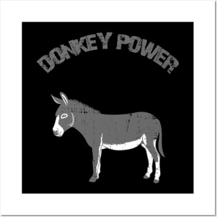 donkey power gray Posters and Art